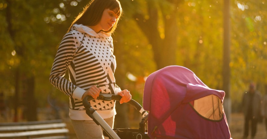 mom with a baby in a stroller